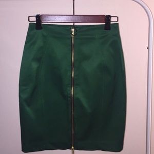 Green Mini Pencil Skirt w/ Gold Zipper H&M